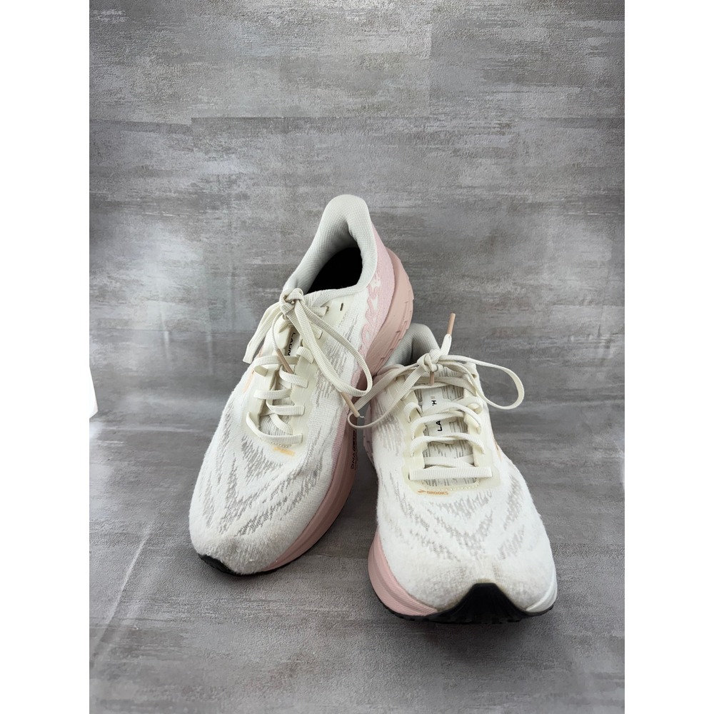 Brooks Launch 10 Women Running Shoes Sz 9.5B White Pink 1204391B164